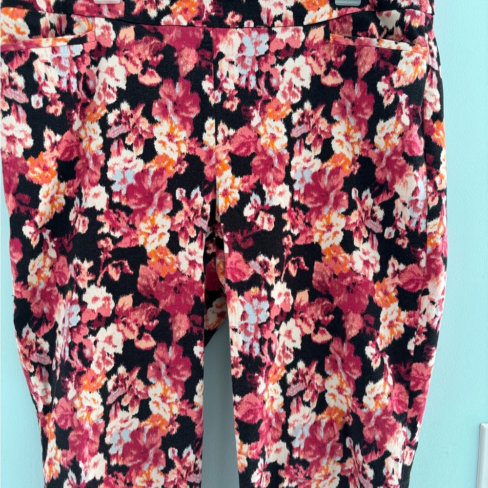 Chico's Floral Pants Multicolor Abstract Print XL